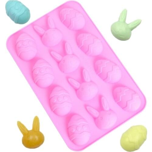 Cute Easter Bunny Silicone Eggs Chocolate Cake Soap Mold Baking Tray Sugar Mould