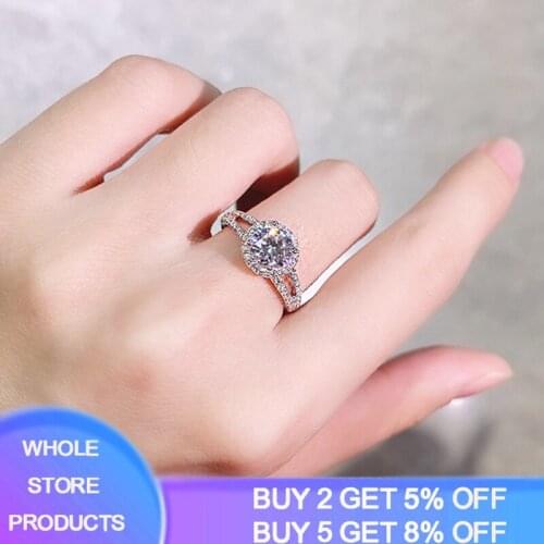 Fashion 2carat Female Finger Rings 925 Sterling Silver Micro Pave Zircon Rings for Women Love Wedding Jewelry With Certificate