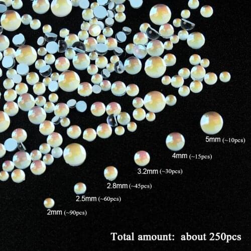 Mocha Glossy Round Lt Blue Mix Size Korean Fashion 3D Nail Art Rhinestone Flatback Crystal Stones For DIY Nail art Decoration