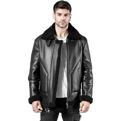 Real Sheepskin Coat Men Winter Bomber Jacket 2021 New Fashion Premium Shearling Coat Color Options Available
