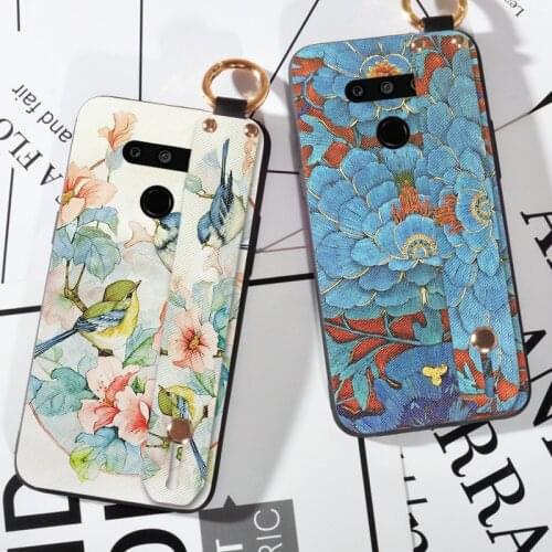 Soft Phone Holder Case For LG G6 G7 ThinQ Silicon Bird Wrist Strap Case For LG V20 V30 V50