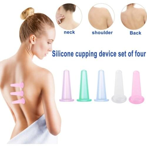 4PCS/Set Silicone Body Cup Set For Face Neck Back Eyes Massage Vacuum Cans Anti-cellulite Massager Suction Cup Treatment