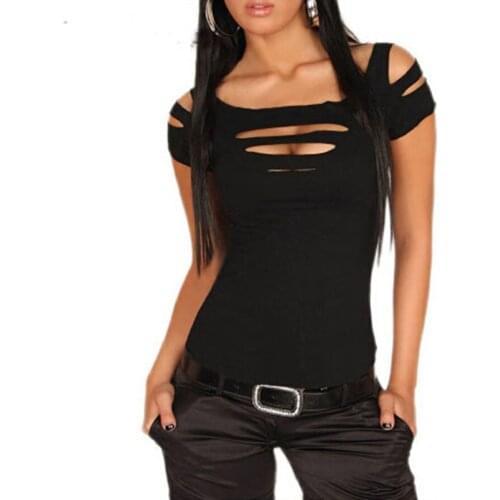 2021 New Summer Hot Fashion Sexy women Girls Clothes black Bust hole Vest Tank T-Shirt Tops women clubwear T-Shirts Clothing