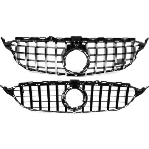 Front Grille Front Kidney Grille Fit for Mercedes Benz C-Class W205 2019 Silver for GT Style Front Panamericana Grill Grille
