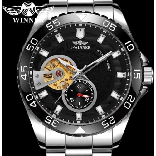WINNER Fashion Automatic Mechanical Men Wristwatch Military Sport Male Clock Top Brand Luxury Skeleton Business Man Watch 8195