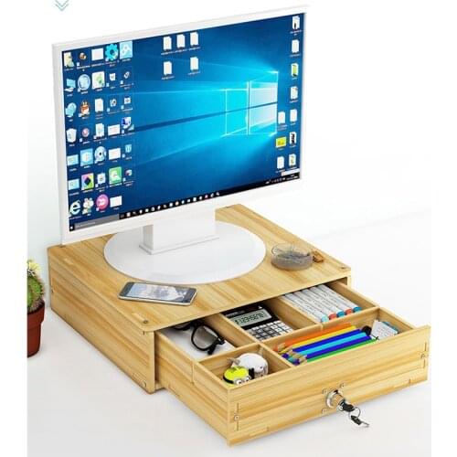 Коробка для хранения Computer Monitor Heighten Stand Base Tables Top Arrange Locker Box Drawer Tables Pad High Stand Wooden Case