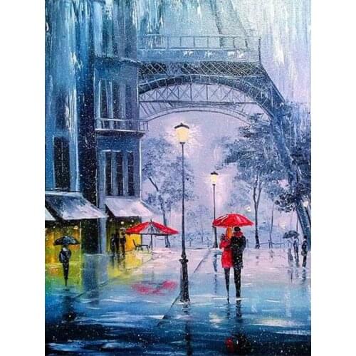 Full Square / Round Drill 5D DIY Diamond Painting Couple in the rain 3D Embroidery Flowers pattern Mosaic Home Decor Gifts TY230