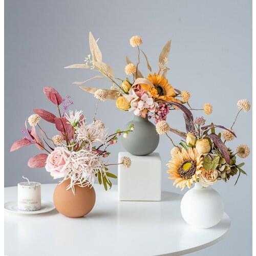 Simple Ceramic Vase Fake Flower Pot Creative Home Livingroom Table Accessories Crafts Club Office Desktop Furnishing Decoration