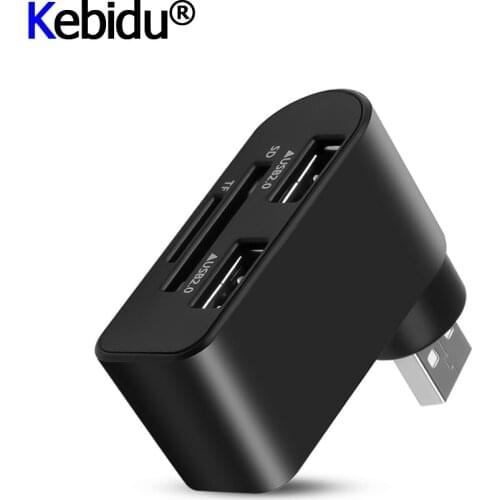 USB Splitter Adapter USB Hub 2.0 With Card Reader 2 Ports USB 2.0 Mini Rotate Hub For PC Notebook Laptop Mac USB 2.0 Hub