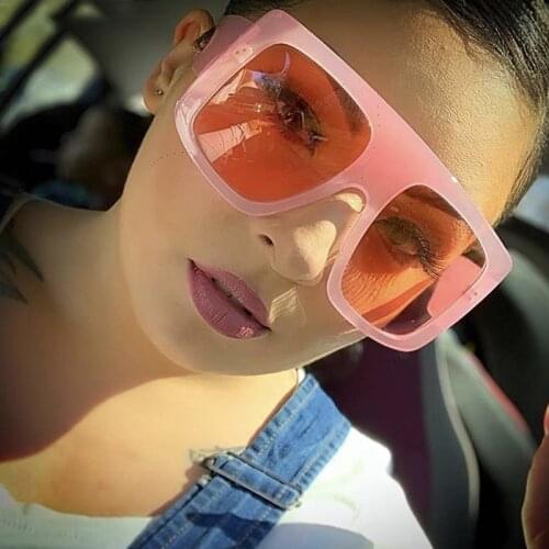 Vintage oversize one piece pink sunglasses for women luxury brand gradient cool sun glasses men black clear shield shades hot