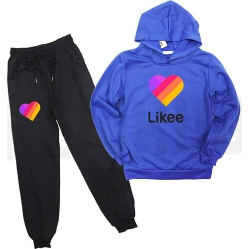 LIKEE Tracksuit Russia Type Hoodies Pants for Kids 2pcs/Set Mens Clothing "LIKEE 1 (Like Video)" Streetwear Teenager Sports