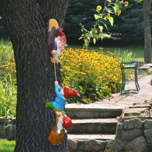 Resin Climbing Gnome Sculpture Dwarf Statue Resin Elf Gnome Landscape Figurine Art Miniature For Outdoor Yard Garden Decor Gift