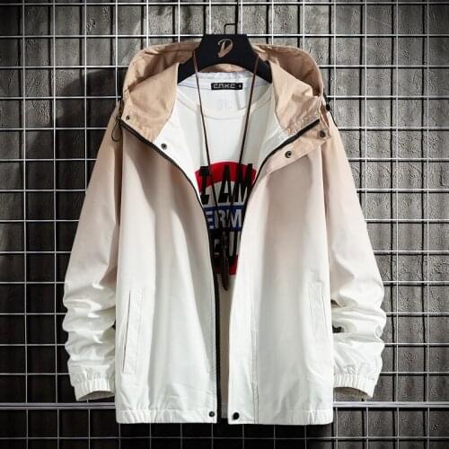 Fashion Spring Autumn Men Windbreaker Jacket Streetwear Patchwork Outerwear Bomber Hooded Coat Man Casual Jackets