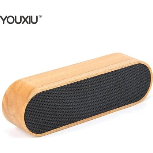 YOUXIU Wooden Wireless Bluetooth Speaker Mini HiFi Shock Bass Soundbar Desktop Portable Sound Bar TWS Dual Surround Home Audio