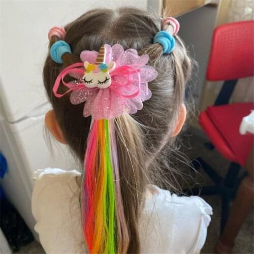 Girls Star Hairpin Child Twist Hair Clip Simple Barrette Unicorn Cartoon Hair Rope Accessories Kids Wig Rope Hair Head Pin