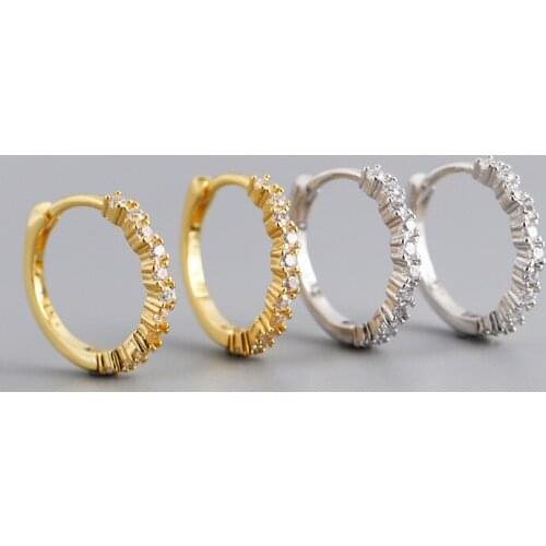 Enosola Authentic 100% 925 Sterling Silver Mini Zircon CZ Circle Hoop Rings for Women Engagement Fine Jewelry Anniversary Gifts