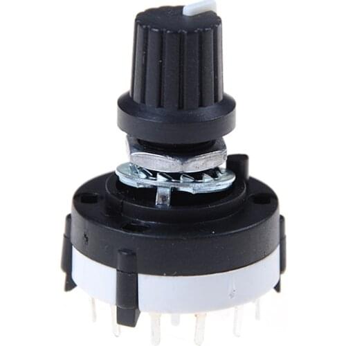 1PCS High Quality 4P3T Single Deck Rotary Switch Band Selector 4 Pole 3 Position with Knob Black