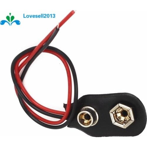 10Pcs Snap on 9V Battery Holder Clip Contor Hard Shell 10CM Cable Lead