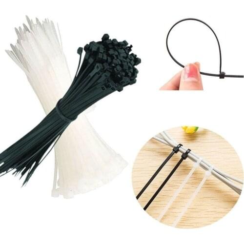 100pcs/bag 2 Colors 3*100mm /3*150mm Self-Locking Nylon Wire Cable Zip Ties Cable Fixing Ties White Black Organiser Fasten Cable