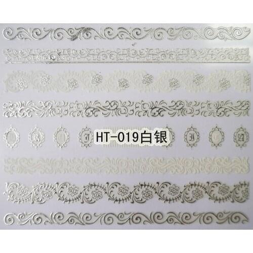 1X SELF ADHESIVE BLACK WHITE GOLD SILVER METAL NAIL ART STICKER DECAL SLIDER LACE VINE VINTAGE FASHION ARABIC PATTERN HT19-21