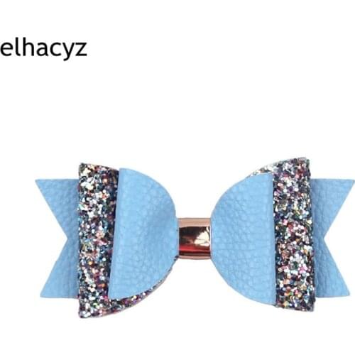 1PC Retail Glitter Leather Hair Clip 10.5CM Bow Hairpins Cartoon Children Hair Accessories Barrettes Headdress Girls' Headwear