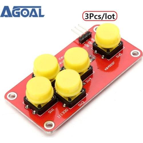3Pcs/lot AD Analog Keyboard Module Electronic Building Blocks 5 keys yellow For DIY Free Shipping