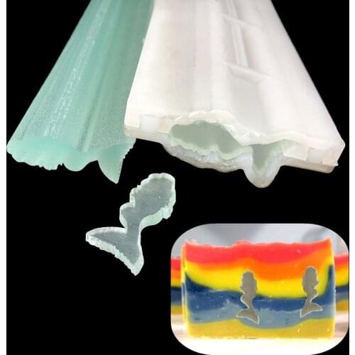 3D Non-stick Mermaid tube column mold food grade silicone injected DIY Pastry filling cold process soap craft making decorations