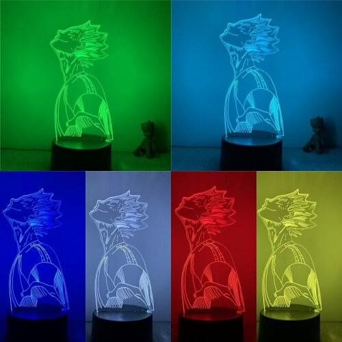 3D Nightlight Anime Haikyuu Kotaru Bokuto Cool Smiling Action Figure 7 Colors Touch Optical Illusion Table Lamp Gift Decor Model