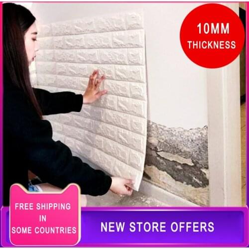 5 pcs/lot Thick 10mm 3D Brick Wall Stickers DIY Decor Self-Adhesive Waterproof Wallpaper For Kids Room Bedroom 3D Sticker Brick