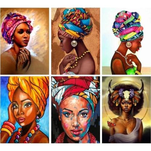 5D DIY Diamond Painting African Woman Girl Full Square/Surrounded Diamond Embroidery Cross Stitch Mosaic Kit Christmas Gift