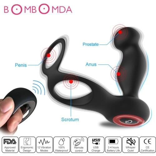 Anal Prostate Vibrator Penis Scrotum Ring Sex Toys for Adults Men Gay Male Butt Plug Vibrator Remote Control Anus Sex Massager