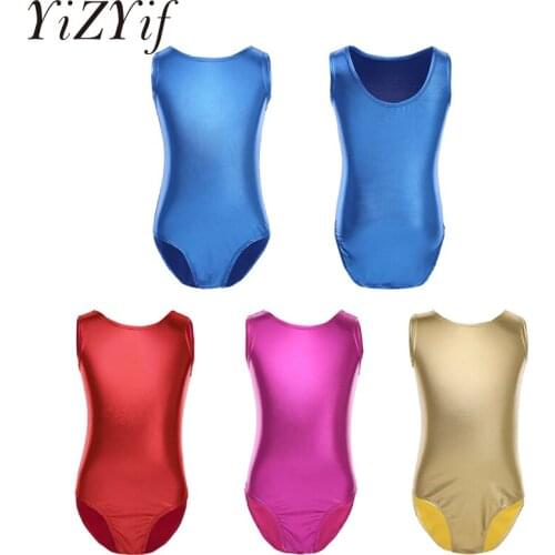 Ballet Leotards Girls Kids Patent Leather Leotard bodysuits ballet dancewear Sleeveless Gymnastics Leotard Ballet Dance Jumpsuit