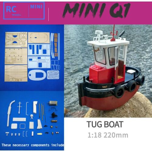 DIY 1:18 220mm Q1 Mini Tugboat Rescue simulation RC ABS RC model kit