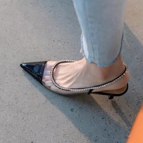 Dovereiss Fashion Womens Shoes Summer New Elegant Mature Sexy PVC Consice 7.5cm Stilettos heels Pointed toe Sandals 34-41