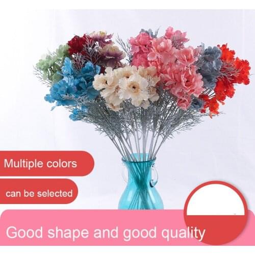 Artificial Flower Autumn Color Flocking Gesang Flower Single Branch Small Fresh Cosmos Party Living Room Decoration Silk Flowers