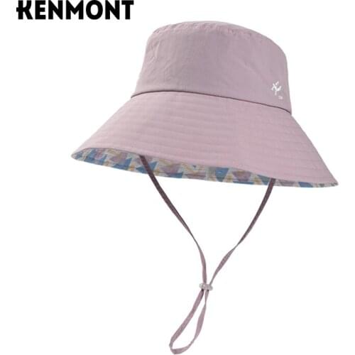 Kamon summer sun hat UV protection folding sun hat cotton and linen breathable fisherman hat ladies double-sided basin hat