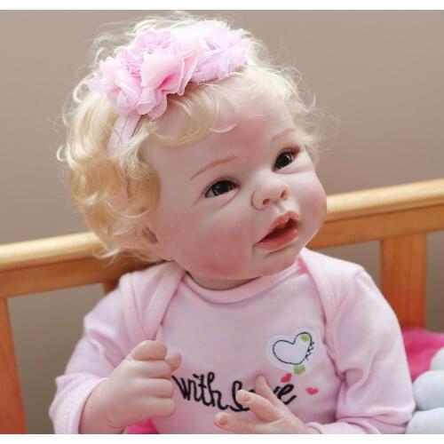 Npk 55CM Lifelike Simulated Reality Girl Reborn Dolls Dolls Painting Handmade Collection Body Reborn Soft Baby Art 100% Det L6M3