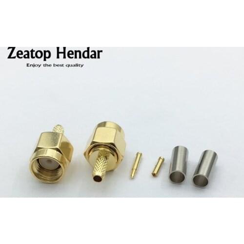 10Pcs Brass SMA / RP-SMA Male Plug Solder Crimp for RG174 RG316 LMR100 Cable SMA RF Straight Gold Connector