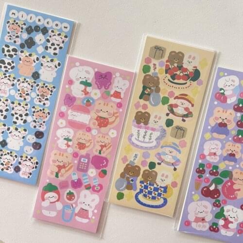 Cartoon Bear Blingbling Shiny Cute Stickers Korea Ins Laser Funny Paster Mobile Phone Stationery Diy Kawaii Decorative Sticker