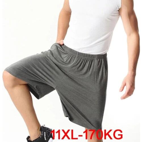 Plus size 11XL 170KG men Shorts Modal cotton summer soft Comfortable navy blue Elastic waist loose thin Breathable shorts