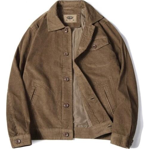 Men Spring Corduroy Jackets And Coats Cargo Vintage Outwear Tops For Male Clothing Size M-4XL