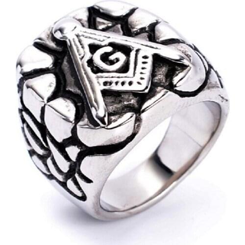 Freemason Mens Silver color Ring Free Mason 316L Stainless Steel Masonic Ring New US SIZE 8-14