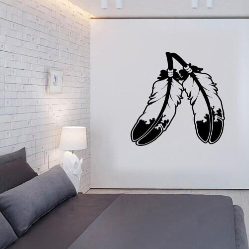Feather Decal Wall Stickers Wall Decal For Bedroom Living Room Art Mural Decoration Vinyl ov336