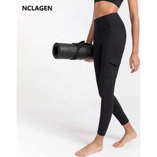 NCLAGEN Yoga Pants Women Pocket High Waist Fitness Leggings Running Trousers Squat Proof Butt Lifting Gym Sport Workout Tights