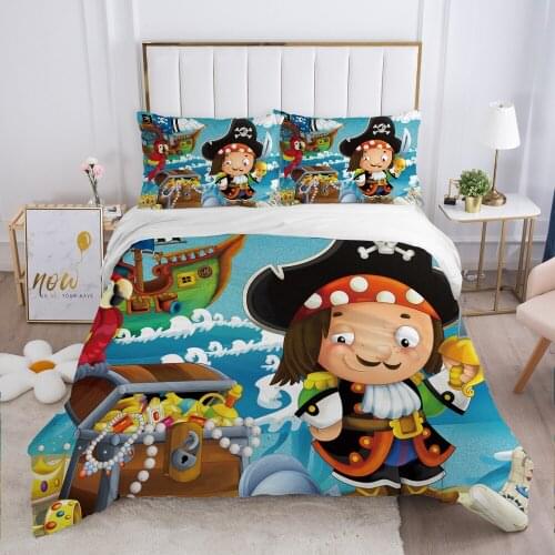 Cartoon Childrens Bedding set for kids baby Duvet cover set pillow case Bed linens Quilt cover Bed set Single Car pirate
