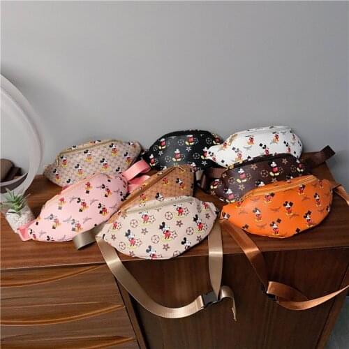 Disney New Childrens Bag Cartoon Mickey Mouse Waist Bag Shoulder Bag Coin Purse Baby Cute Mini Chest Bag Shoulder Bag