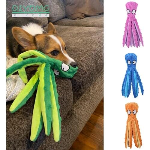 New 8 Legs Octopus Soft Plush Squeaky Dog Toys Sounder Sounding Paper Pet Toys Interactive Squeaky Dog Chew Bite Plush Tooth Toy