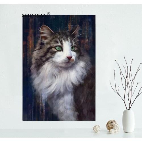 New Custom Cat Painting Canvas Poster Living room decorative wall painting Poster cloth print Fabric Poster