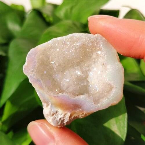 Wholesale Natural Electroplated Aura White Geode Agate Mineral Specimen Crystal Clusters decoration For Gifts