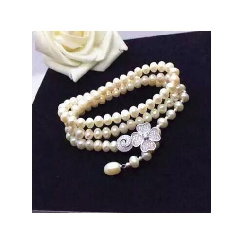 Natural 7-8mm south sea round white pearl lapis lazuli necklace CZ zircon Pendant 925 silver